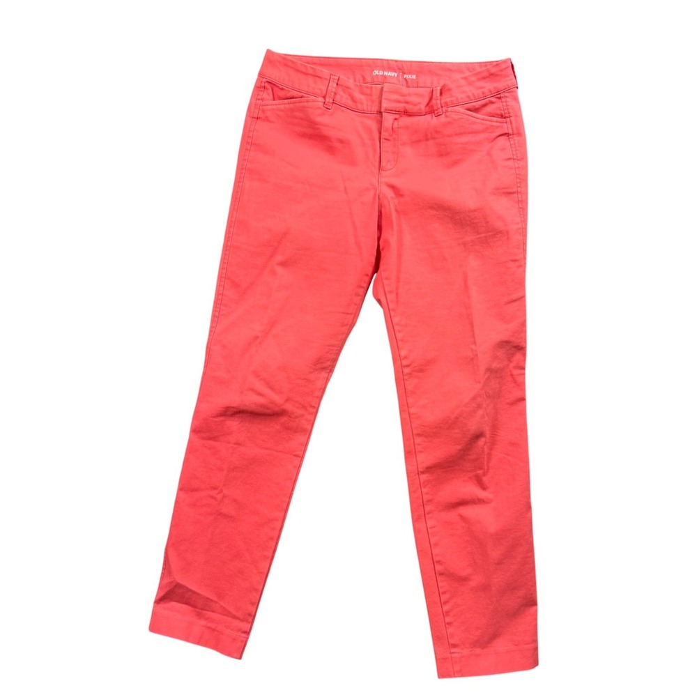Old Navy Pixie Pants Women 4 Coral Pink Mid Rise Ankle Chino Trousers